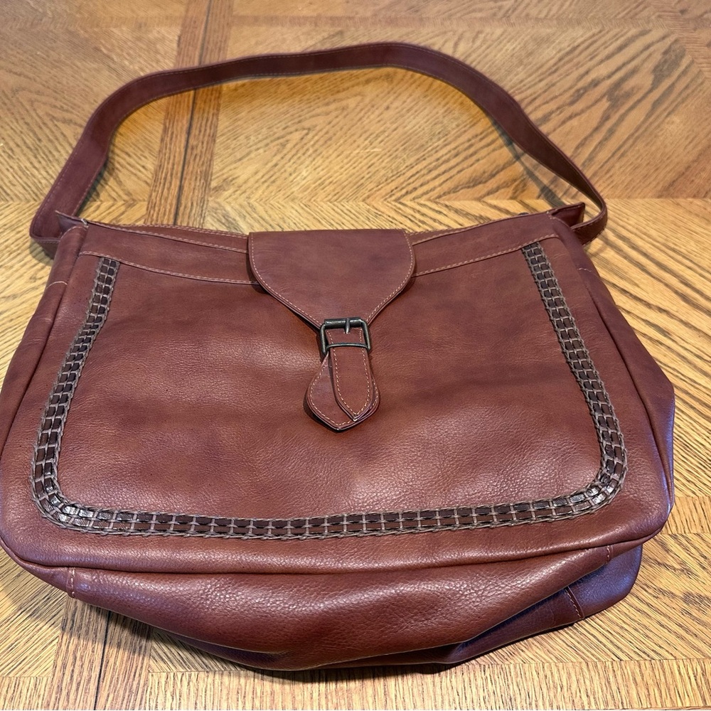 Florentia Pelle Italian Brown Leather Shoulder Bag